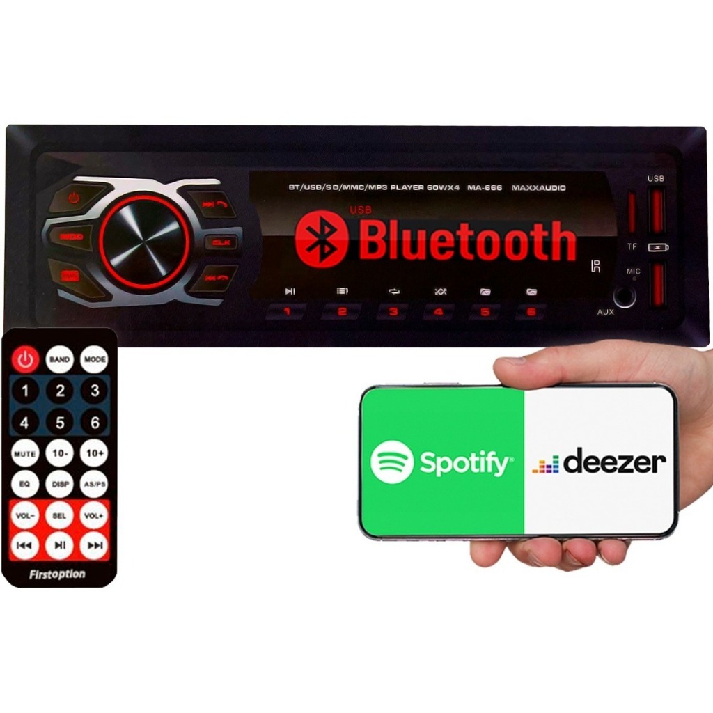 Som Automotivo Para Carro com 2 USB, bluetooth Carregador Celular Mp3
