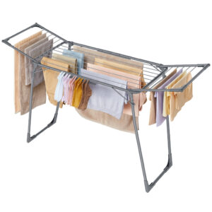 Songmics Varal de roupas 56,5 x 173 x 96,5 cm, dobrável com abas