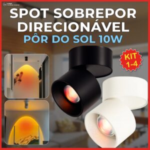 Spot Sobrepor Spot Preto ou Branco Pôr do Sol 10W Luminária de Teto