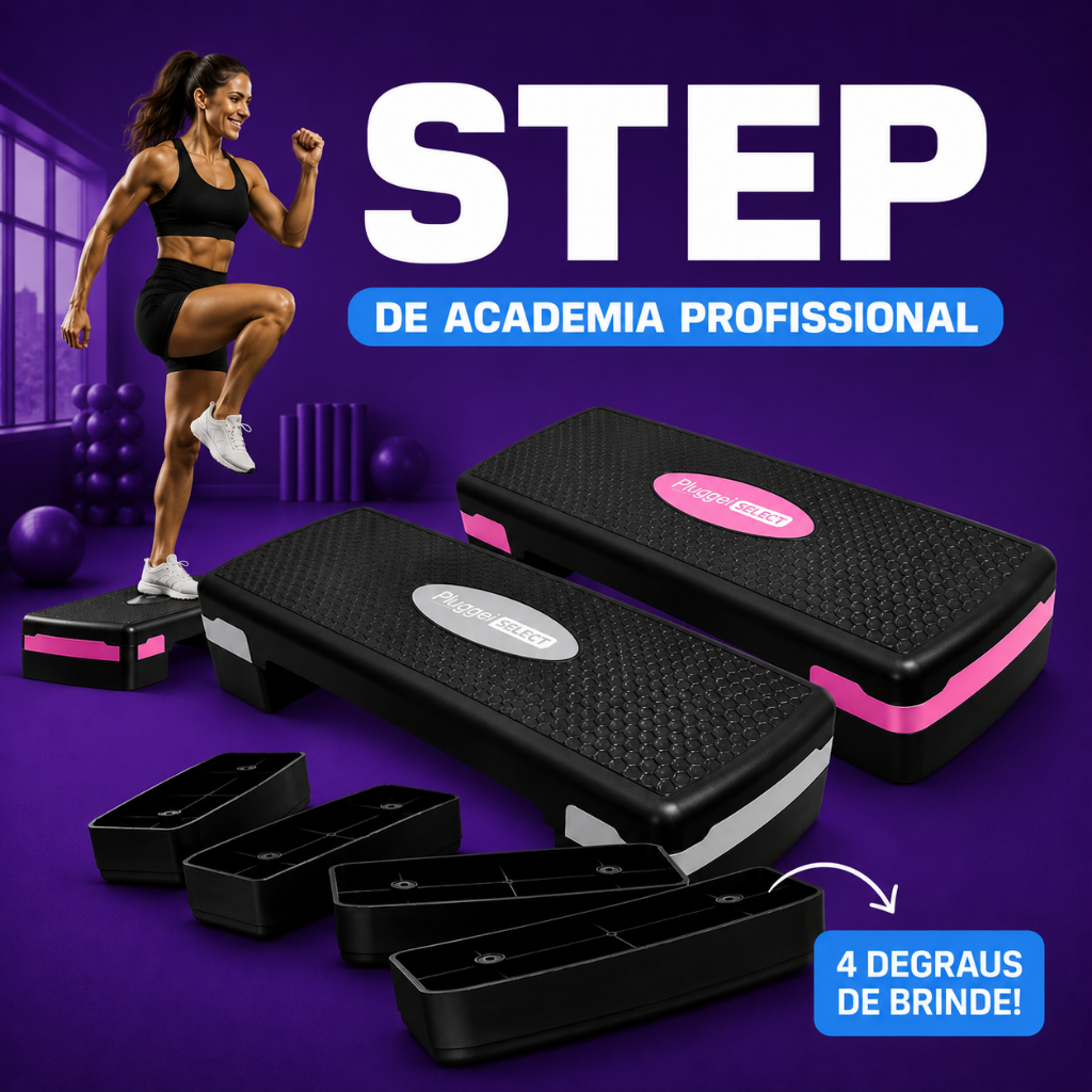 Step Academia 3 Níveis Treino Regulagem Altura Profissional até 150kg
