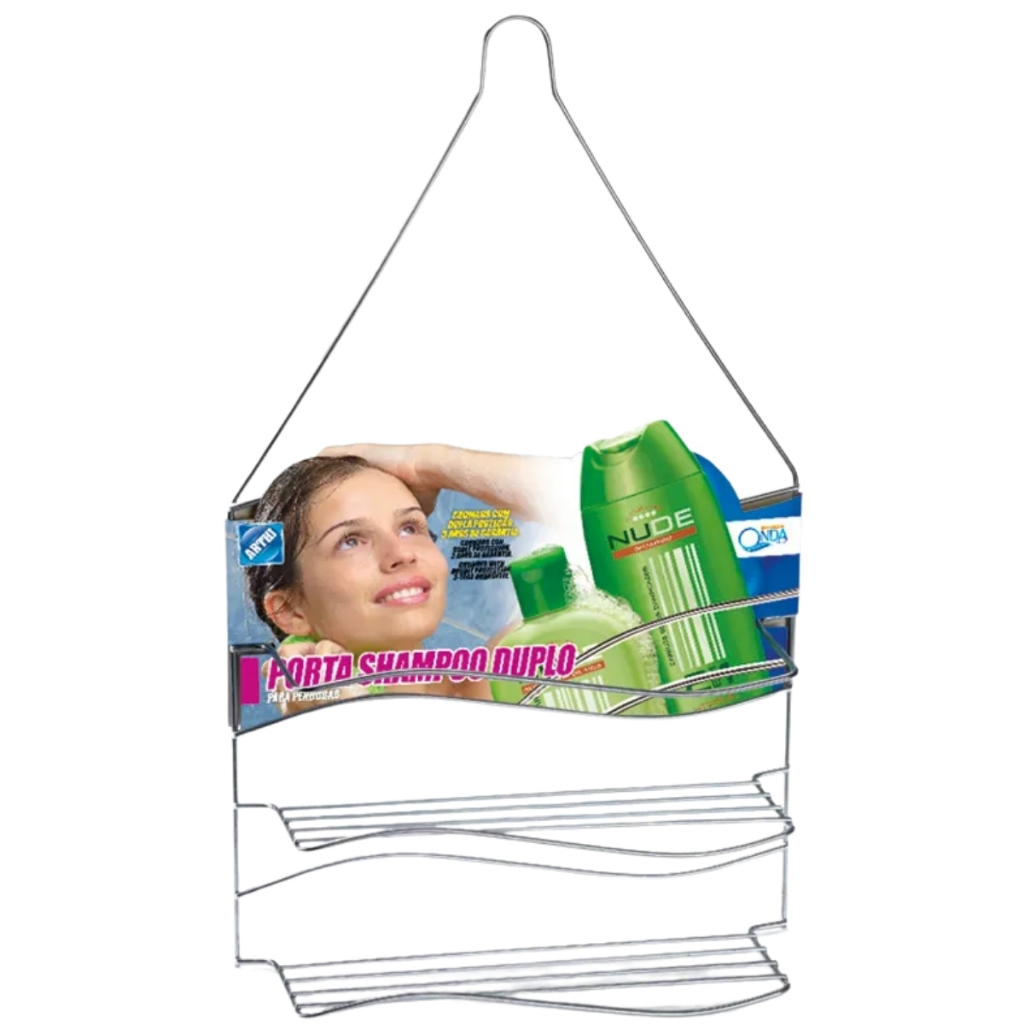 Suporte Porta Shampoo Duplo Para Pendurar Registro Em Aço Arthi