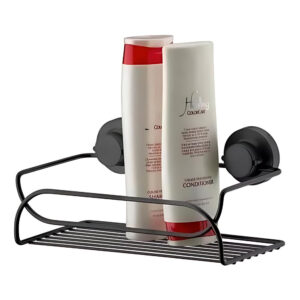 Suporte Porta Shampoo Sabonete Preto Fosco Fixação Ventosa Banheiro
