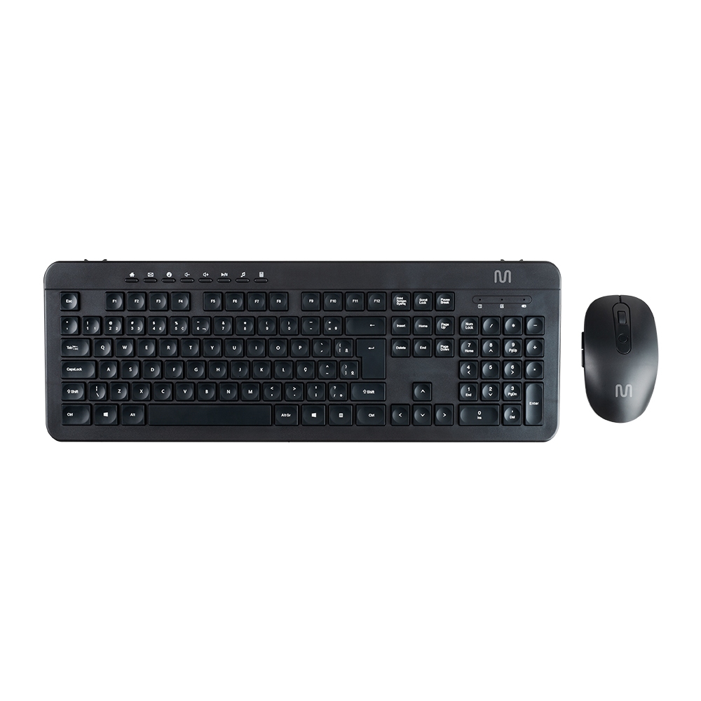 Teclado e Mouse Sem Fio Recarregável 2.4ghz USB Preto Multi
