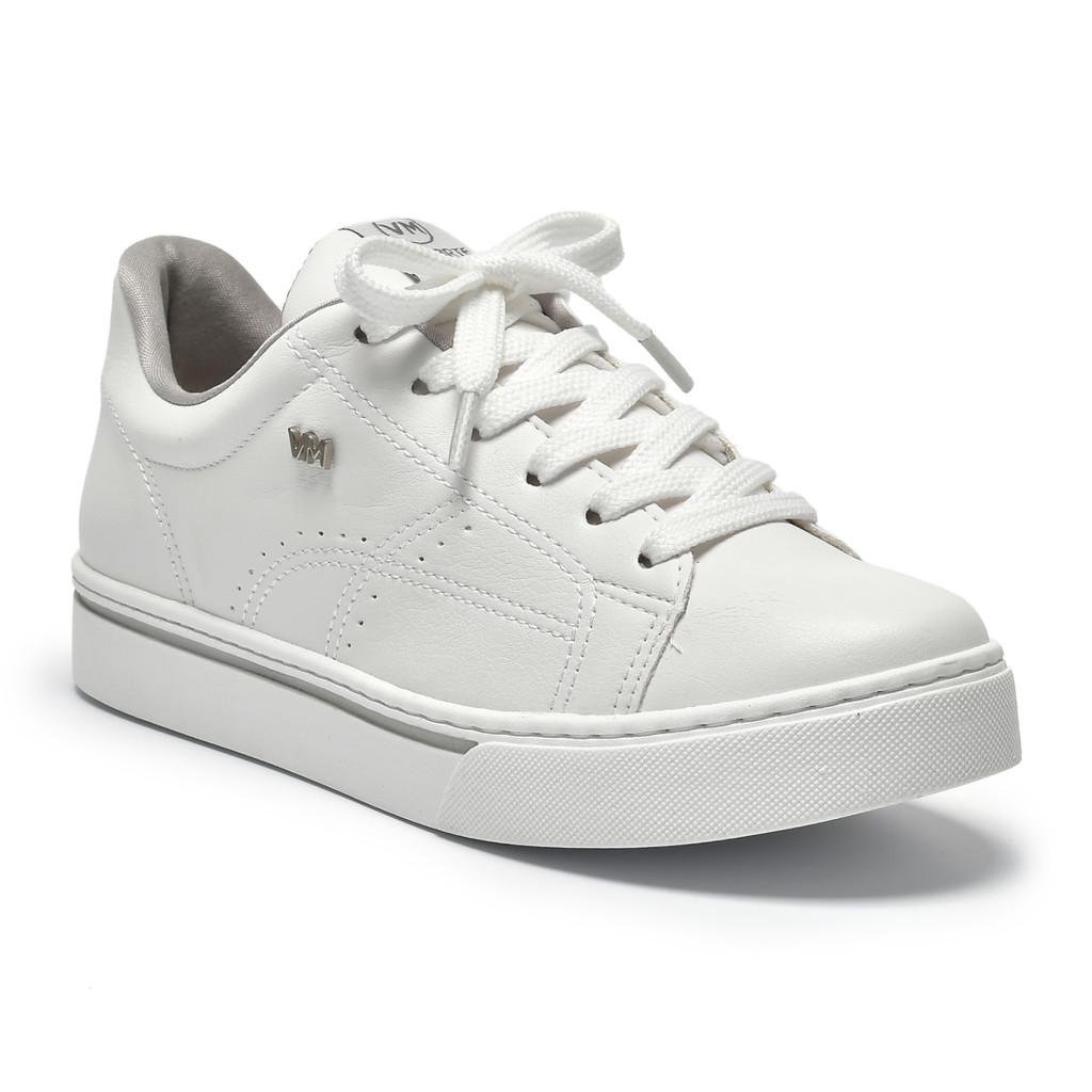 Tênis feminino Branco Casual Cadarço Dia a Dia Confortável Versátil