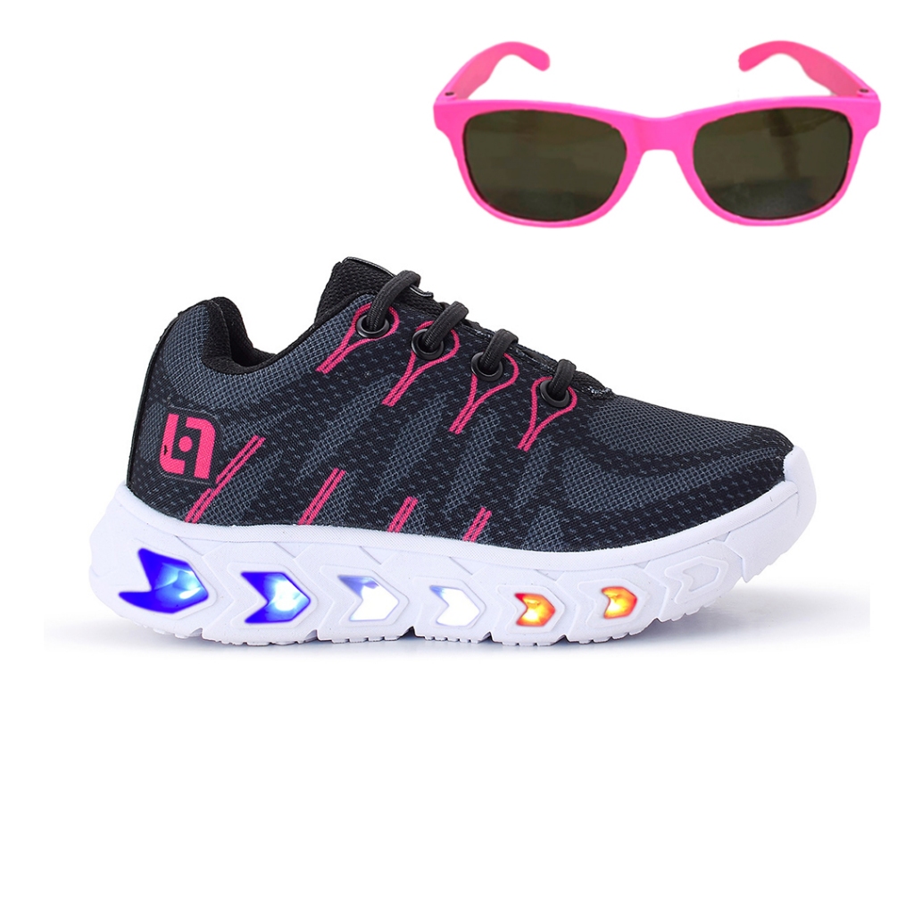 Tênis Infantil de Led Meninas Casual Escolar Luzinha Oculos — Calçados