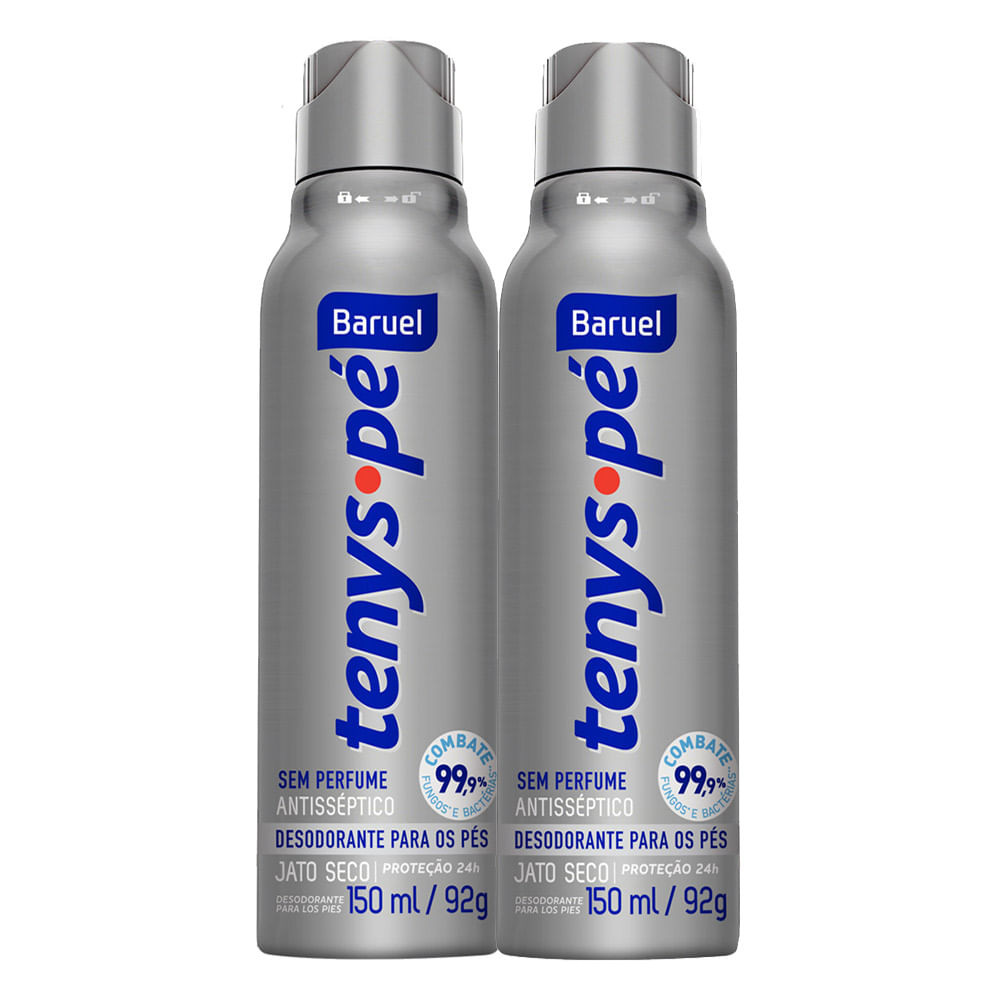 Tenys Pé Baruel Jato Seco Sem Perfume 150ml Kit com duas unidades