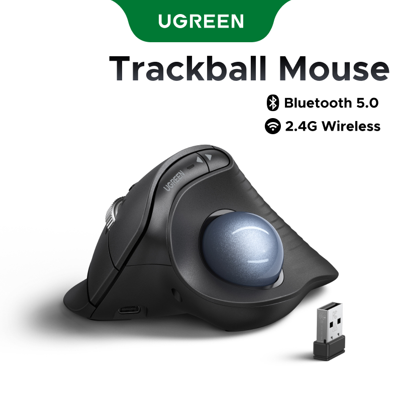 Ugreen Vertical Trackball Mouse Bluetooth 5.4 2.4GHz Com Fio