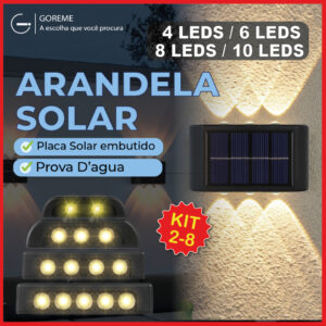 Variação de 2 a 8 itens Luminária Arandela Solar 4 6 8 10 LED Luz