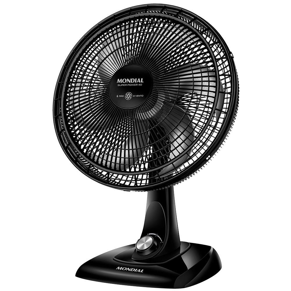 Ventilador de Mesa 40cm Mondial Super Power 6 Pás 3 Velocidades Preto
