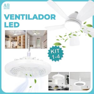 Ventilador de Teto com LED Lâmpada Controle Remoto Luminária