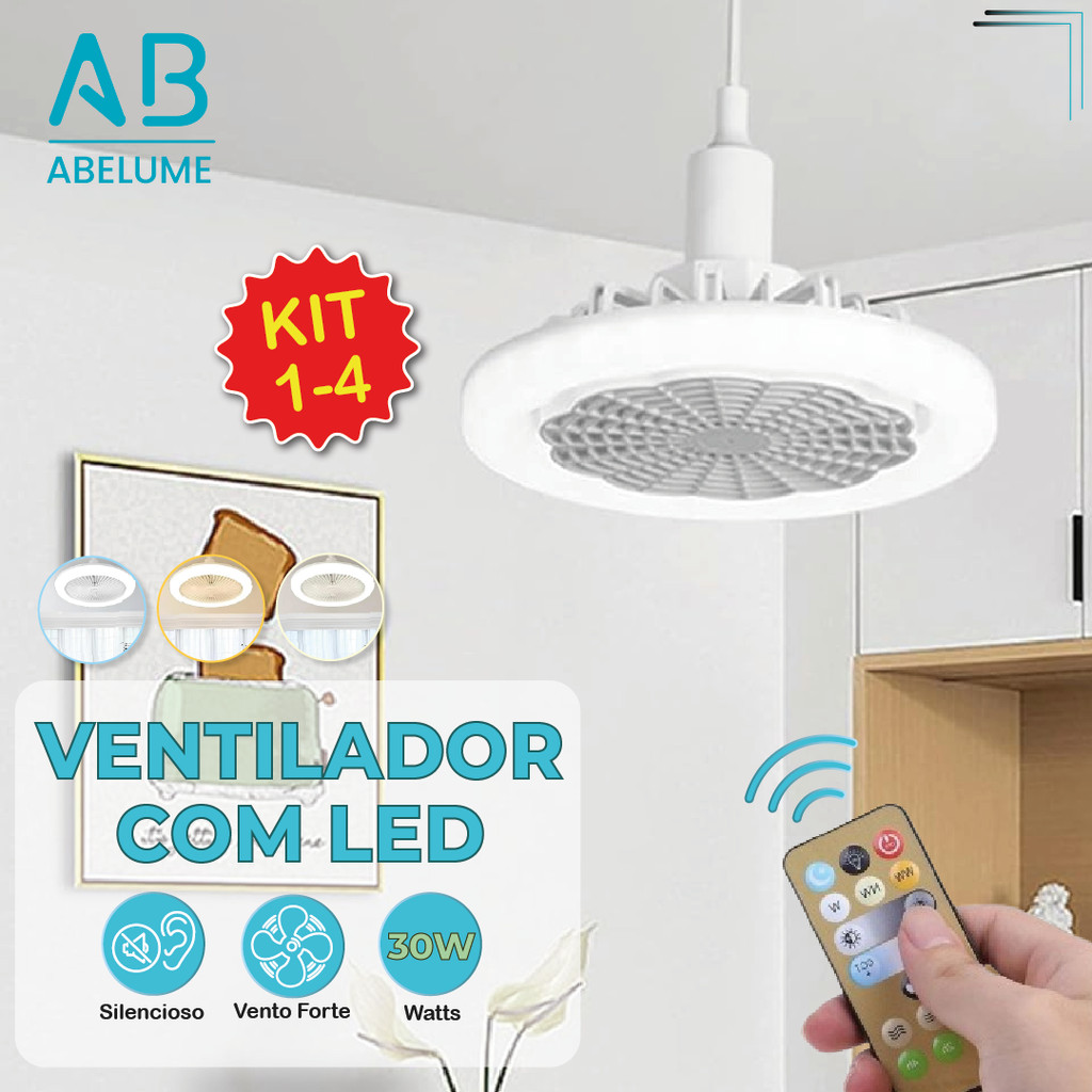 Ventilador de Teto LED Lâmpada ou Resistência c Controle Remoto 30W