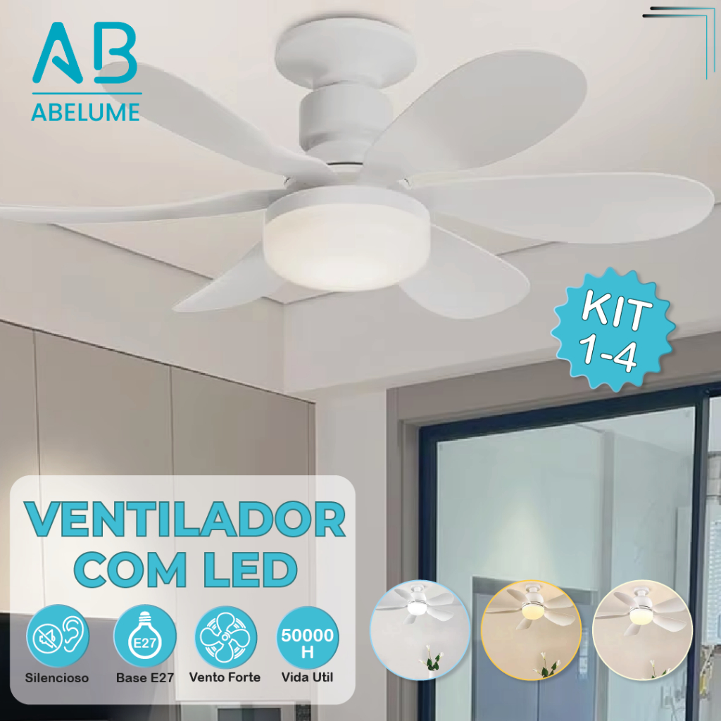 Ventilador de Teto Pro 80W ou 60W Super LED Lâmpada Controle Remoto — Decoração