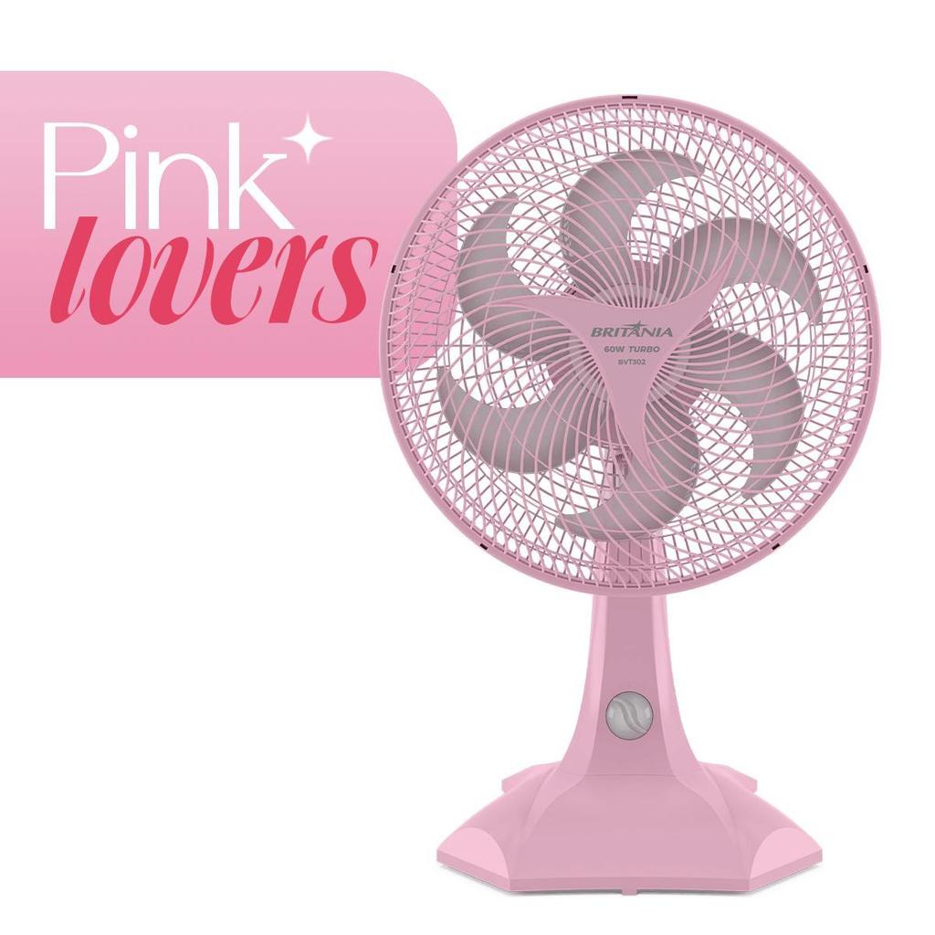 Ventilador Rosa 2 em 1 Britânia 6 Pás Maxx Force 60W