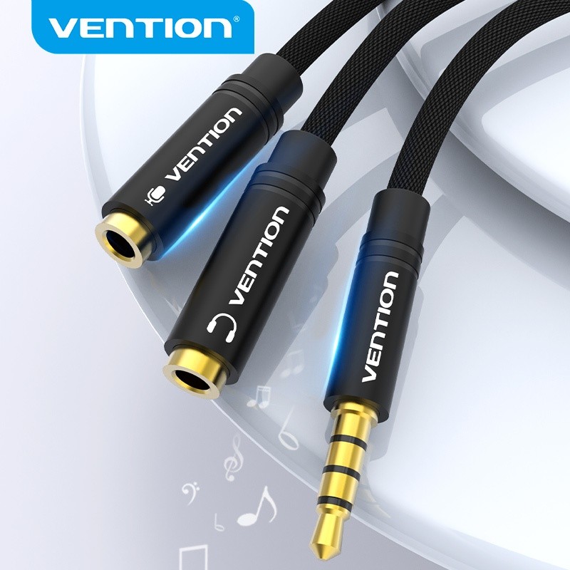 Vention Divisor De Áudio Aux Cable Jack Macho Para Fêmea Mic Y