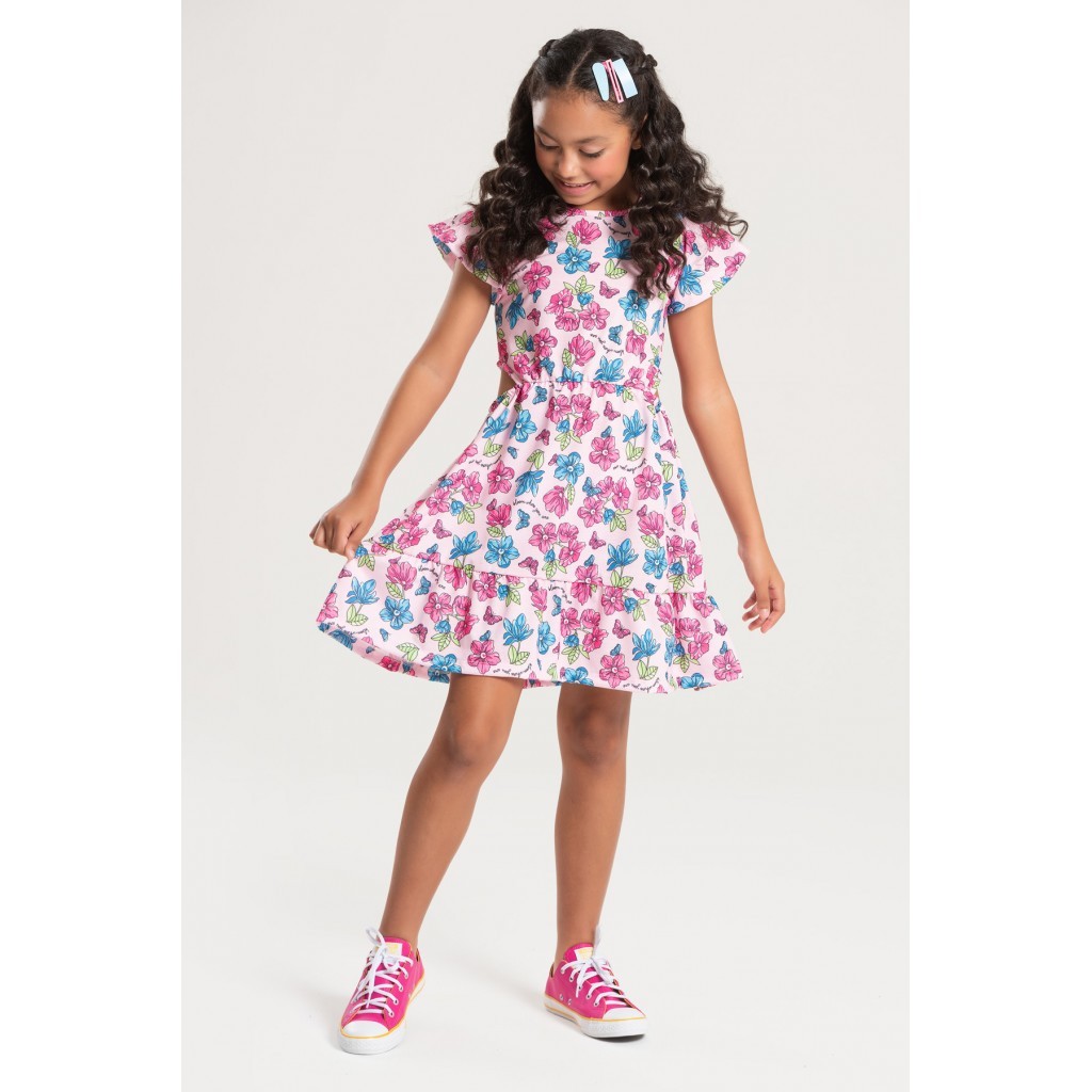 Vestido Feminino Infantil Campo De Flores