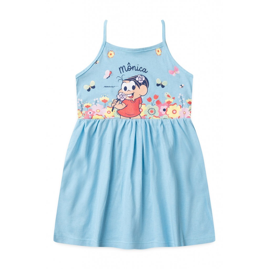 Vestido Feminino Infantil Cheiro De Rosa Turma da Mônica