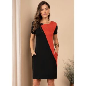 Vestido Feminino Recortes Preto Quintess Conforto