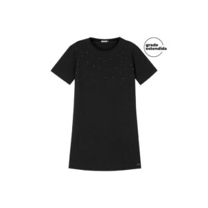 Vestido Feminino Reto Pérolas Marialícia Preto