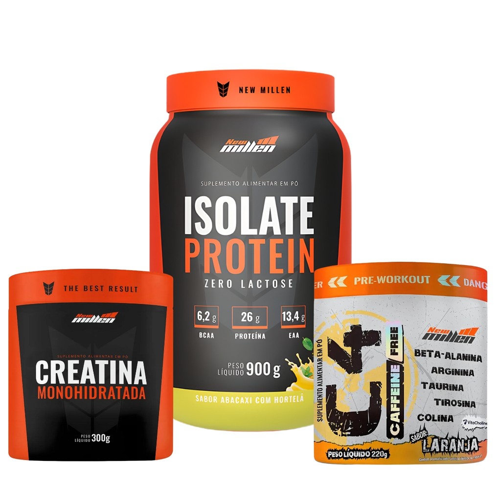 Whey Isolado Pré-Treino Sem Cafeína Creatina New Millen